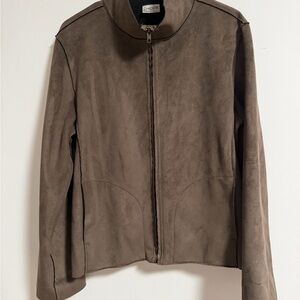 Chico's Taupe Faux Suede Women's zip up jacket - Chicos 1 / medium / 8